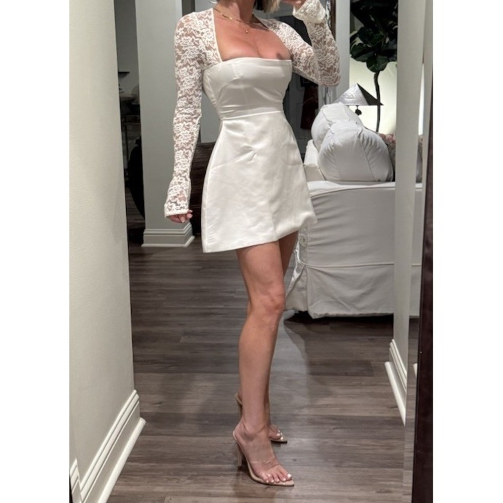 NWT Babyboo Sadie Mini Wedding Bridal Dress Ivory White Lace Satin SOLD OUT!